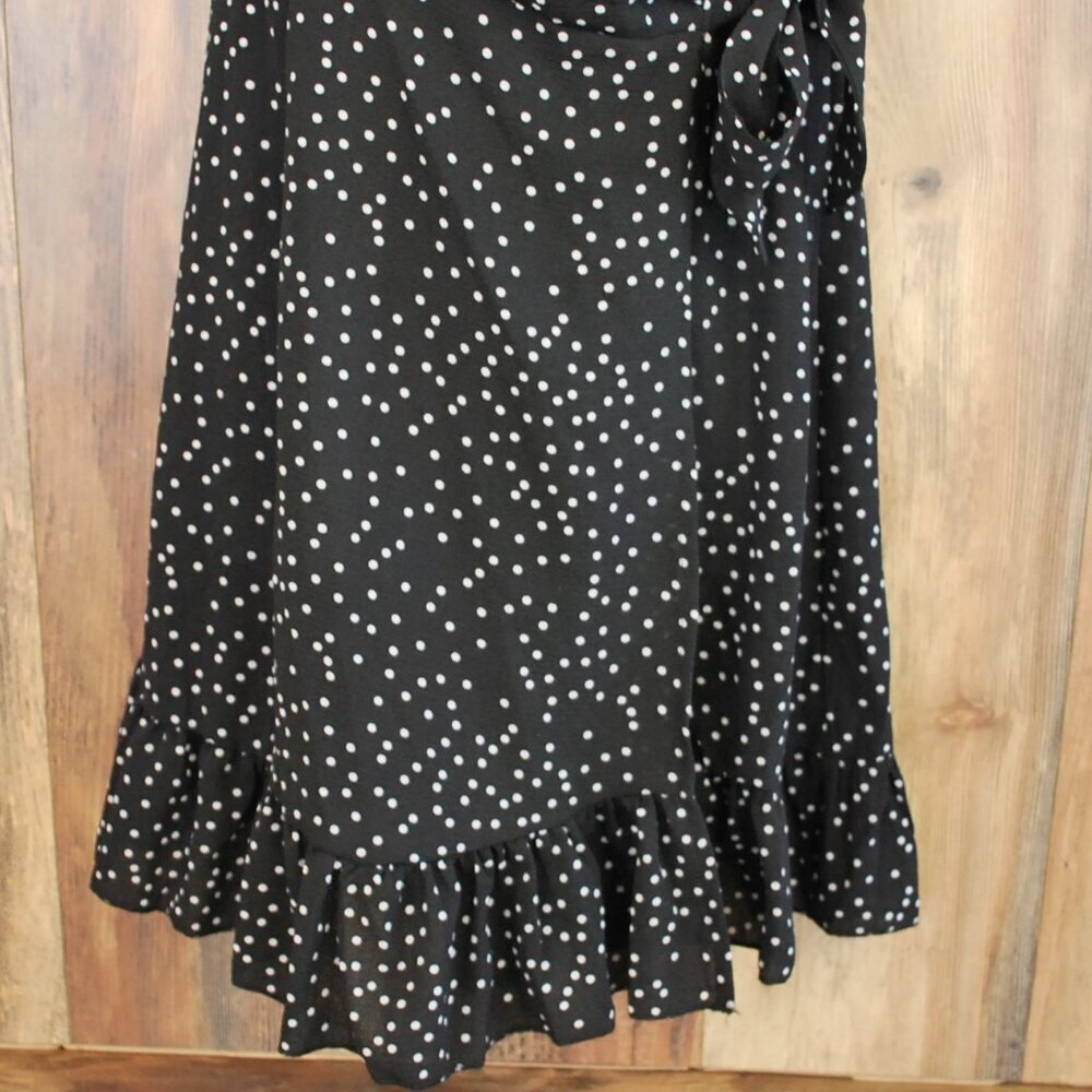 Women's Super Cute Flowey Polk a dot Black White Dress S - Picture 3 of 7